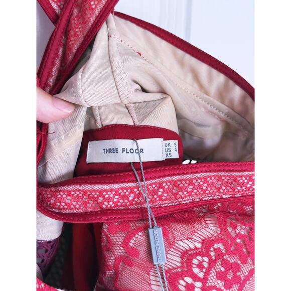 NWT Three Floor True Romance Bustier Midi Dress 4 Red Orange Formal Event Fall - Picture 8 of 10